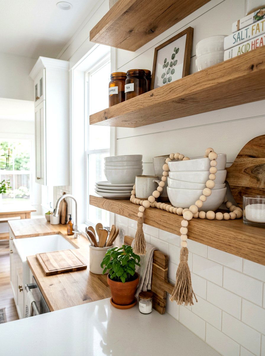Woven Basket Kitchen Shelf Storage - 25 Spring Open Kitchen Shelf Ideas