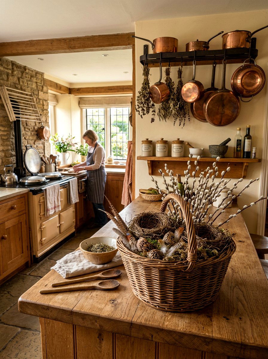 Woven Basket Nest Display - 25 Spring Bird Nest Centerpiece Ideas