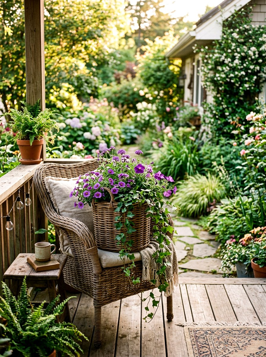 Woven Basket Planter - 25 Spring Front Yard Planter Ideas