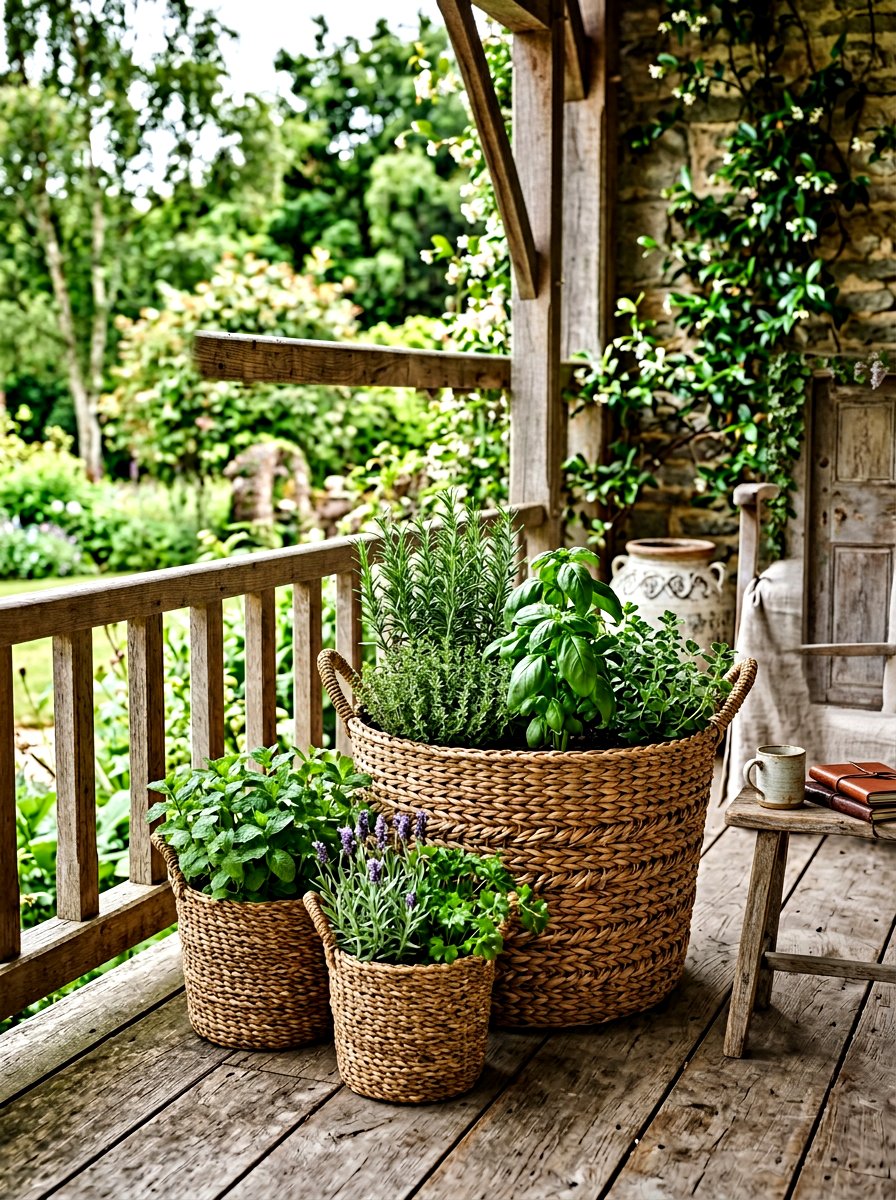 Woven Basket Planter - 25 Spring Herb Garden Decor Ideas