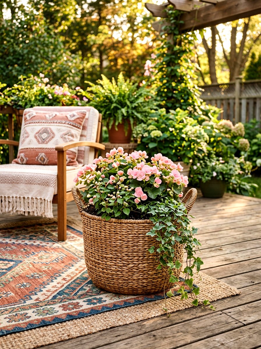 Woven Basket Planter - 25 Spring Deck Planter Ideas