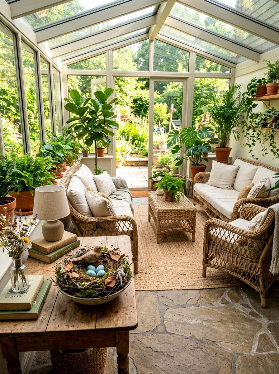 Woven Basket Side Table - 25 Spring Side Table Arrangement Ideas