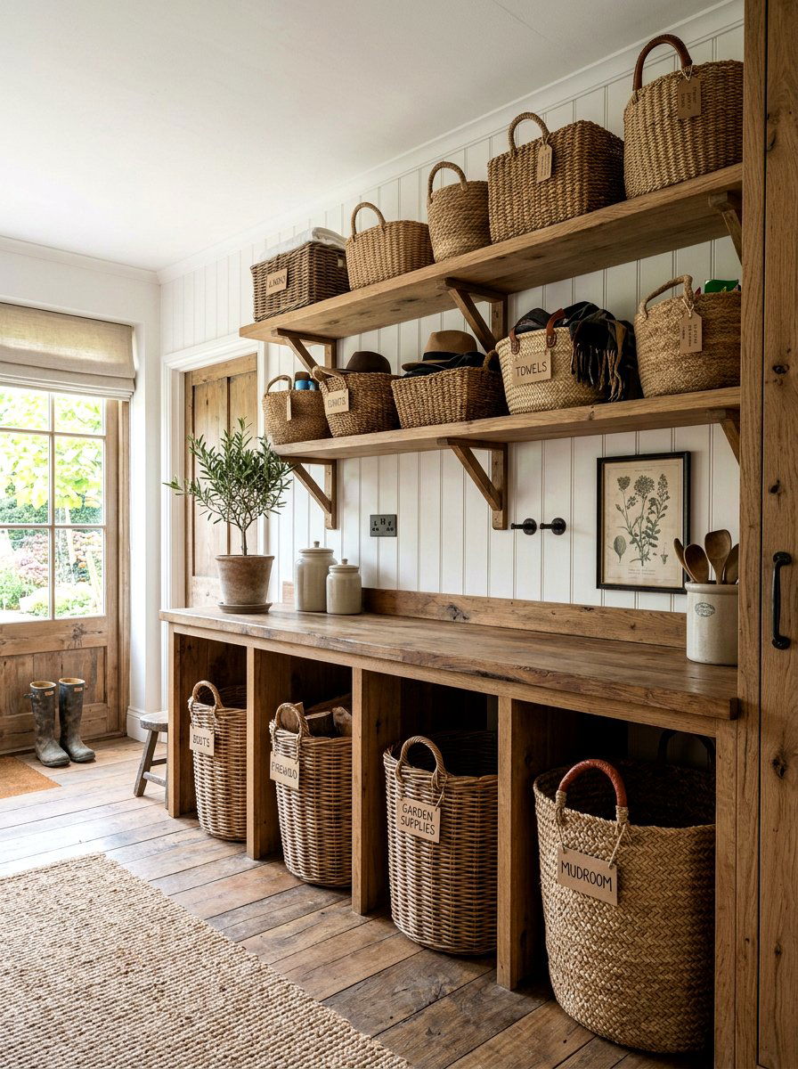 Woven Basket Storage - 25 Spring Kitchen Decor Ideas