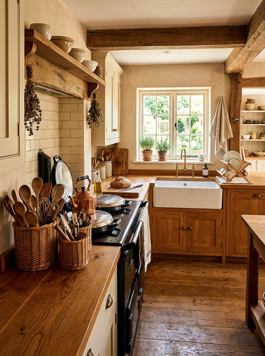 Woven Basket Stove Storage - 25 Spring Stove Decor Ideas