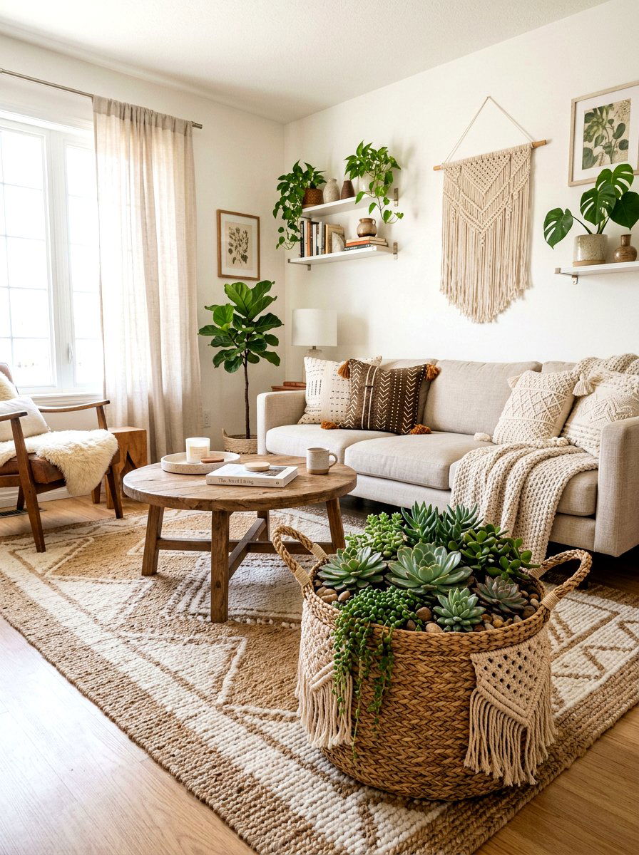 Woven Basket Succulent - 25 Spring Succulent Decor Ideas