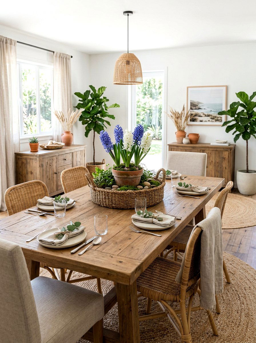 Woven Basket Table Centerpiece - 25 Spring Table Centerpiece Ideas