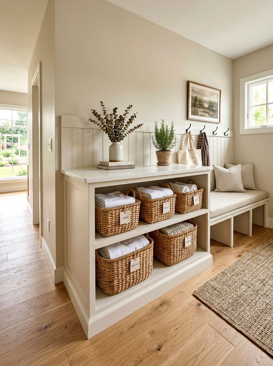 Woven Basket - 25 Spring China Cabinet Decor Ideas