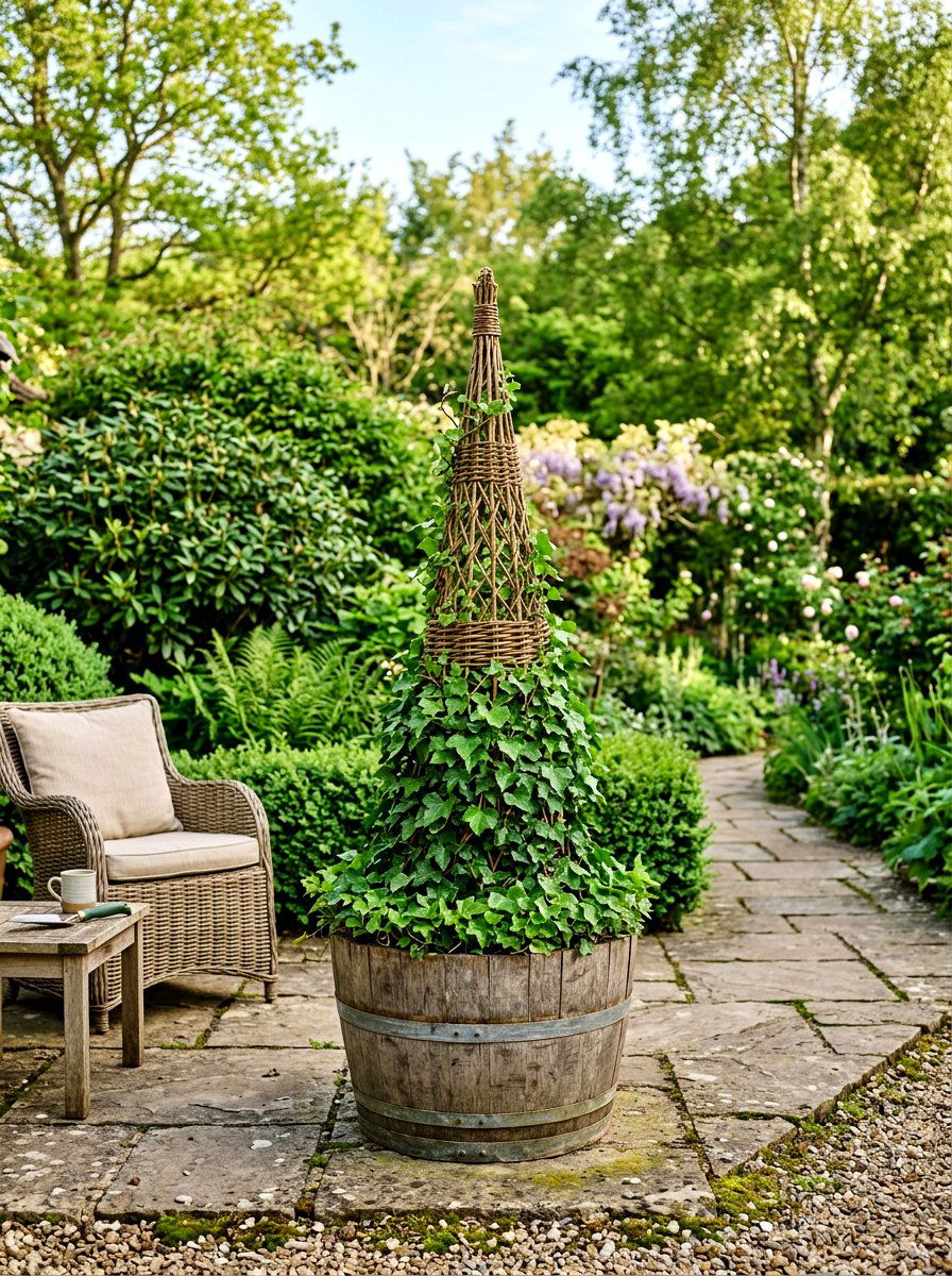 Woven Ivy Obelisk - 25 Spring Ivy Topiary Ideas