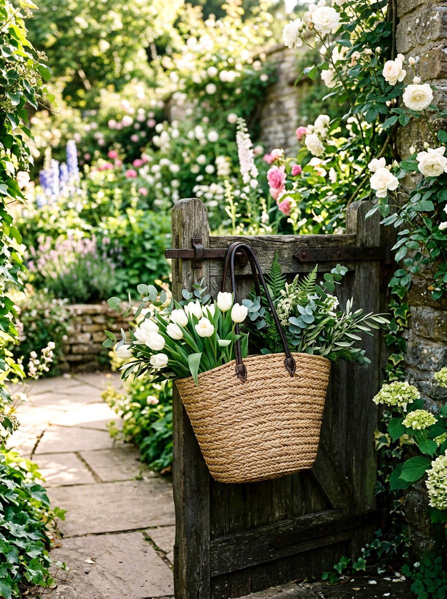 Woven Market Bag - 25 Spring Coat Rack Decor Ideas