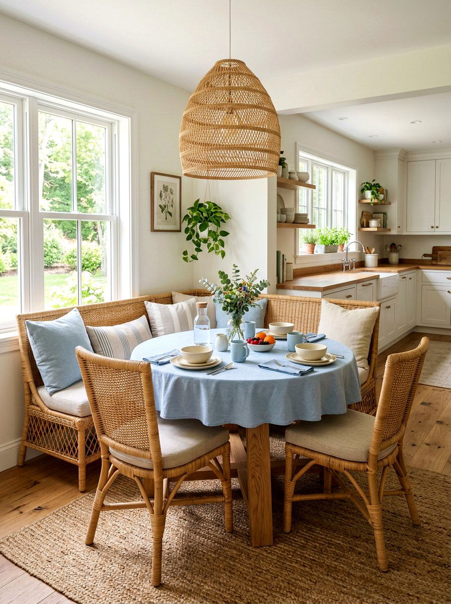 Woven Rattan Breakfast Nook - 25 Spring Breakfast Nook Decor Ideas