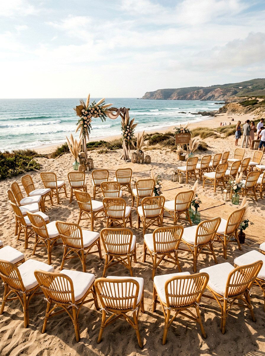 Woven Rattan Chair - 25 Spring Wedding Chair Decor Ideas