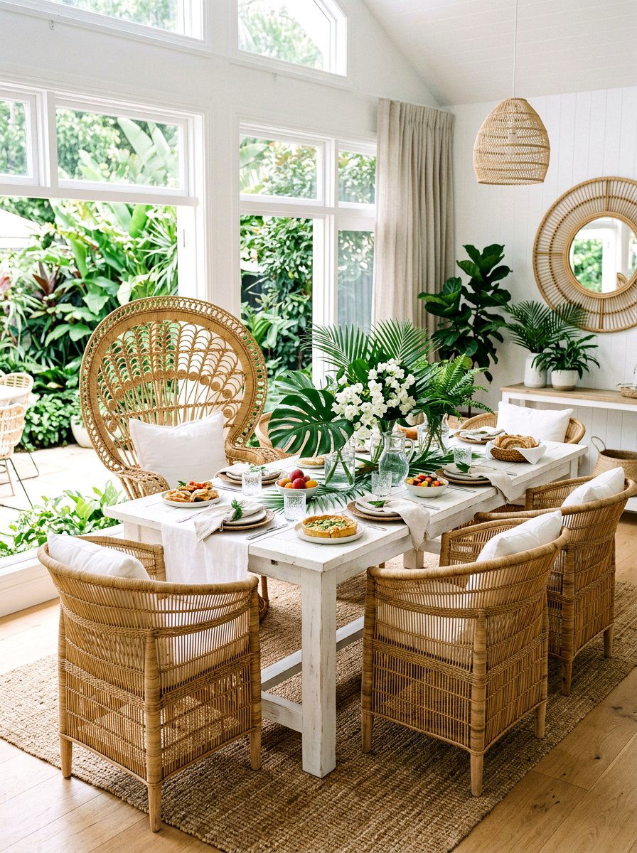 Woven Rattan Furniture Layout - 25 Spring Champagne Brunch Ideas