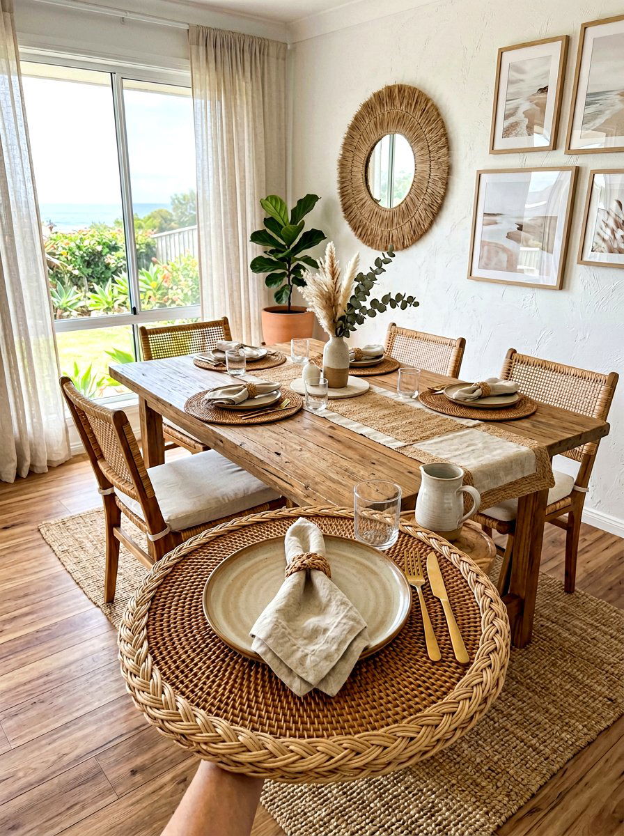 Woven Rattan Placemat - 25 Spring Dinner Party Table Ideas