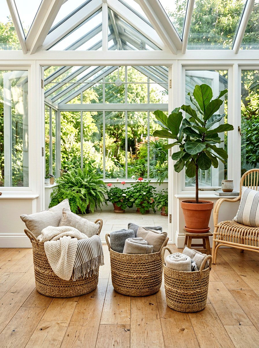 Woven Storage Basket - 25 Spring Conservatory Decor Ideas