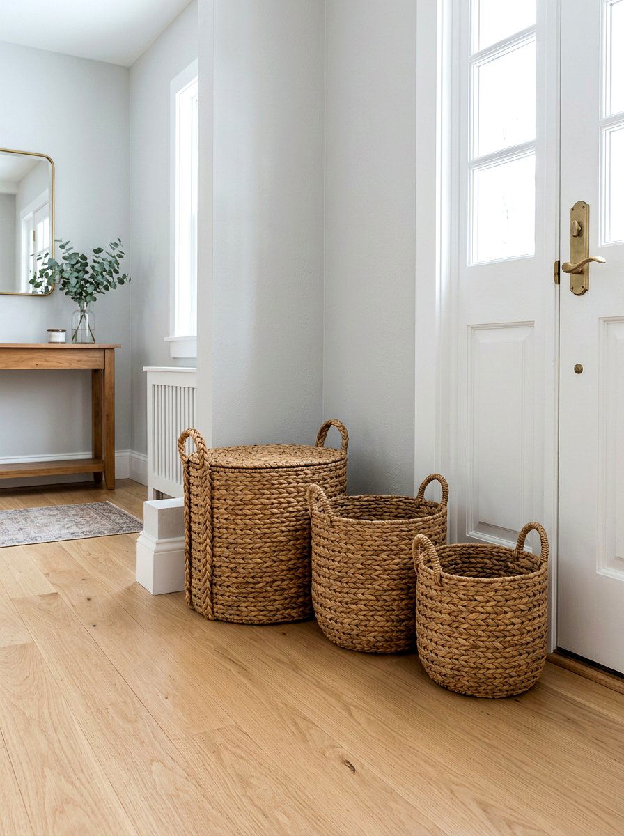 Woven Storage Basket - 25 Spring Entryway Decor Ideas