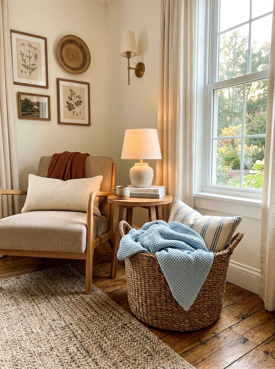 Woven Storage Basket - 25 Spring Living Room Decor Ideas