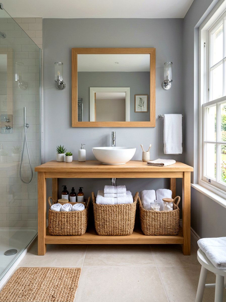 Woven Storage Baskets - 25 Spring Bathroom Refresh Ideas
