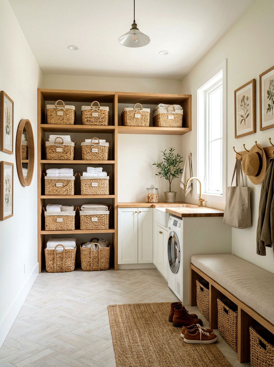 Woven Storage Baskets - 25 Spring Rental Friendly Decor Ideas