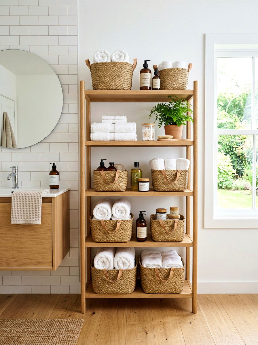Woven Storage Baskets - 25 Spring Spa Decor Ideas