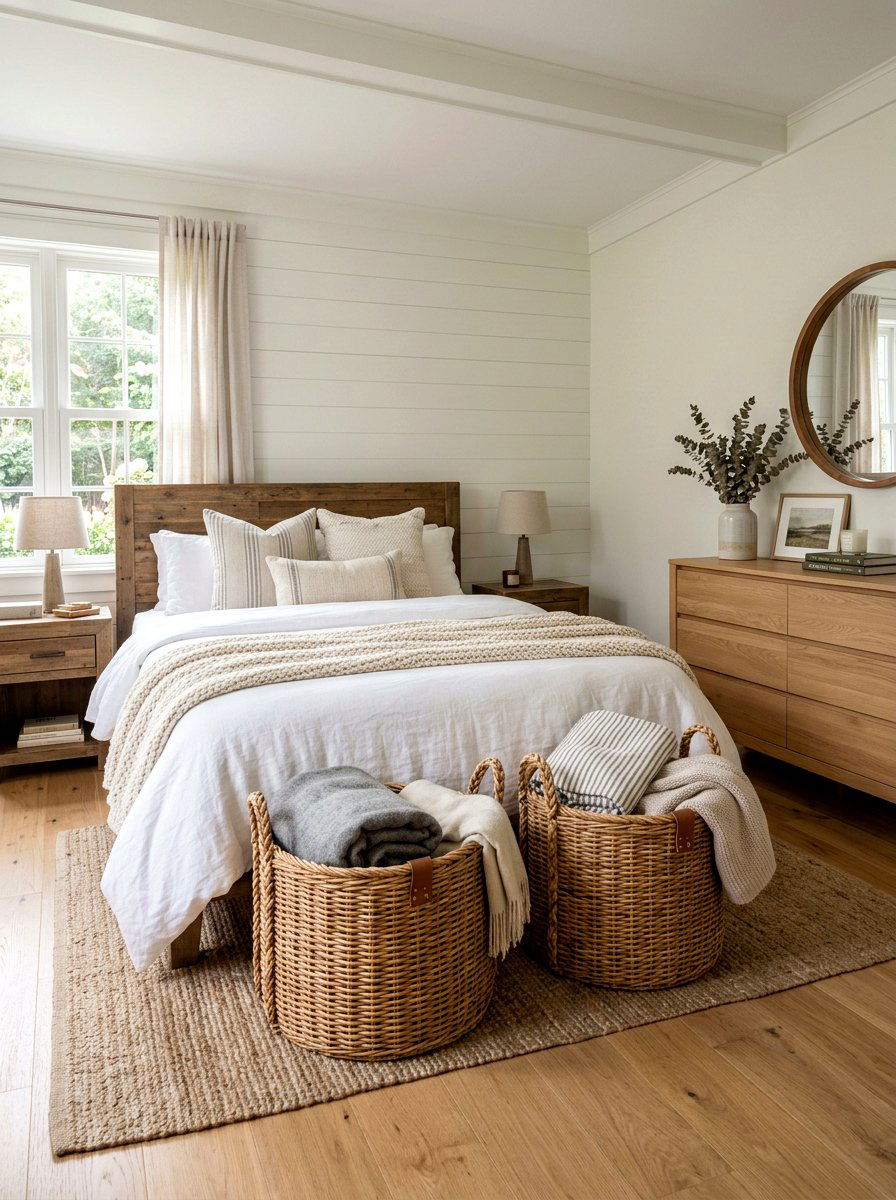 Woven Storage Baskets - 25 Spring Bedroom Refresh Ideas