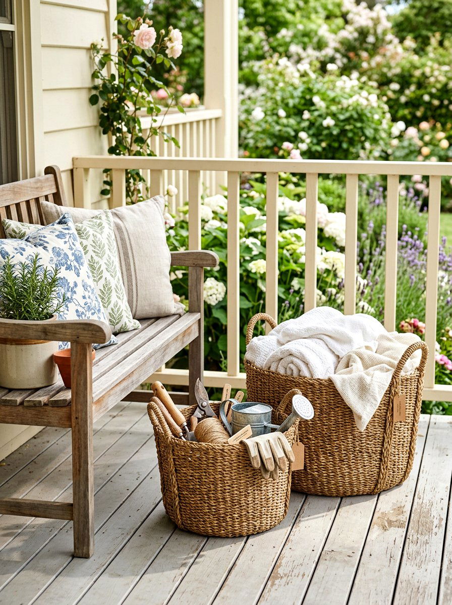 Woven Storage Baskets - 25 Back Porch Spring Decor Ideas