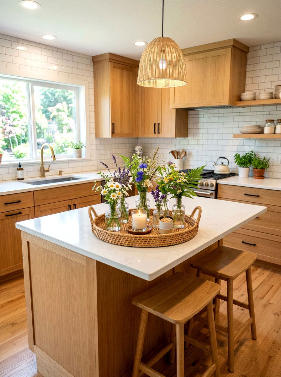 Woven Tray Display - 25 Spring Wildflower Centerpiece Ideas