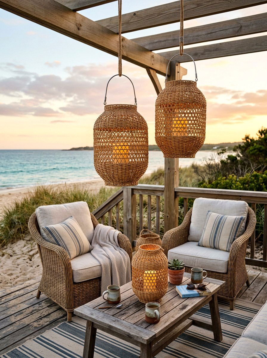 Woven Wicker Lanterns - 25 Spring Outdoor Lantern Ideas