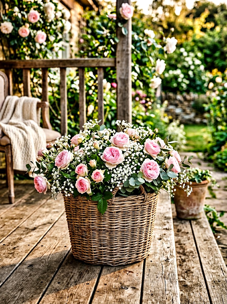 Woven Wicker Planter Basket - 25 Spring Sidewalk Planter Ideas