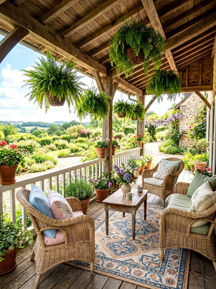 Woven Wicker Porch - 25 Spring French Country Decor Ideas
