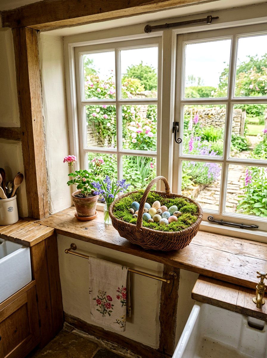 Woven Willow Basket - 25 Spring Window Display Ideas