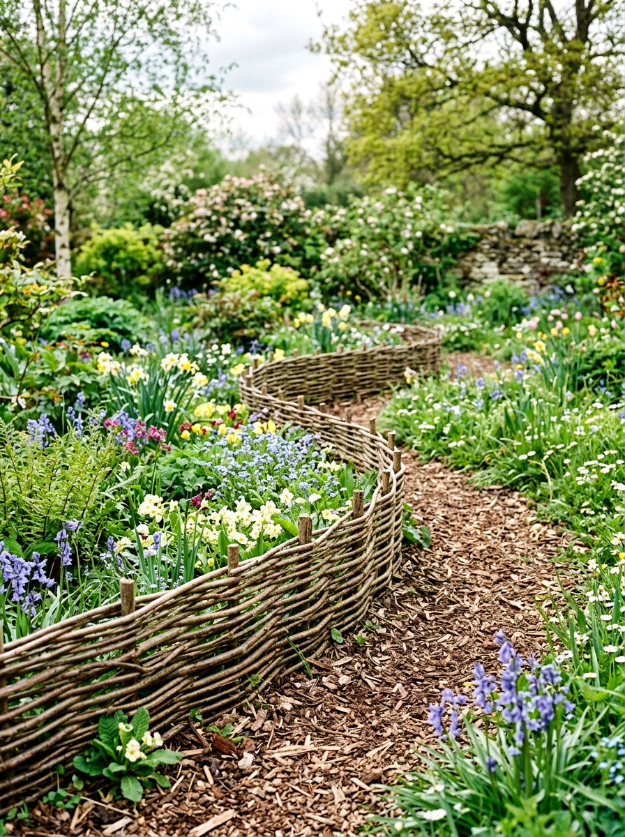 Woven Willow Garden Edging - 25 Spring Raised Bed Decor Ideas