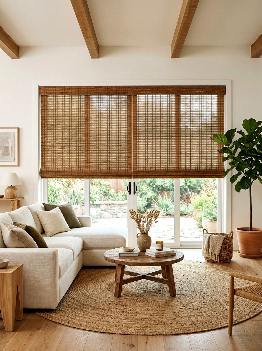 Woven Wood Shades - 25 Spring Sliding Door Decor Ideas