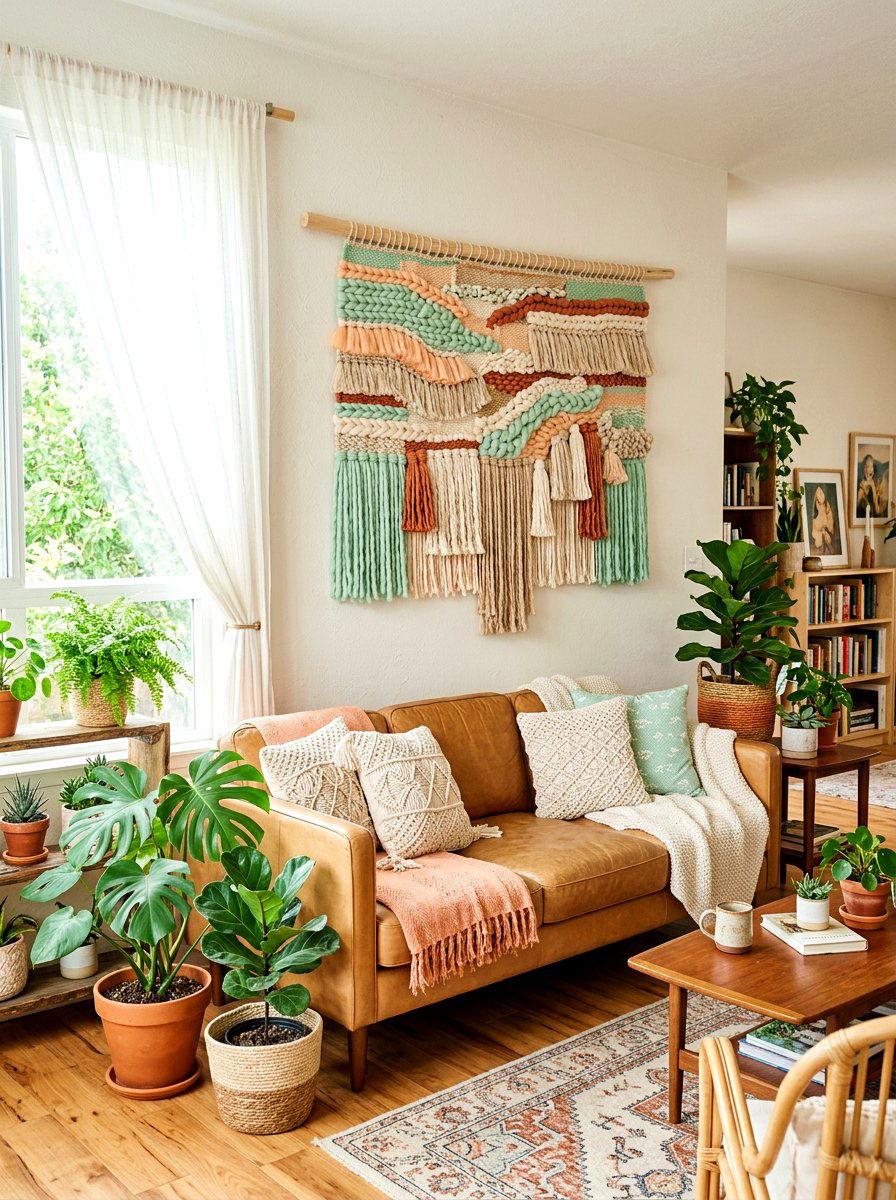 Woven Yarn Wall Hanging - 25 Spring DIY Wall Art Ideas