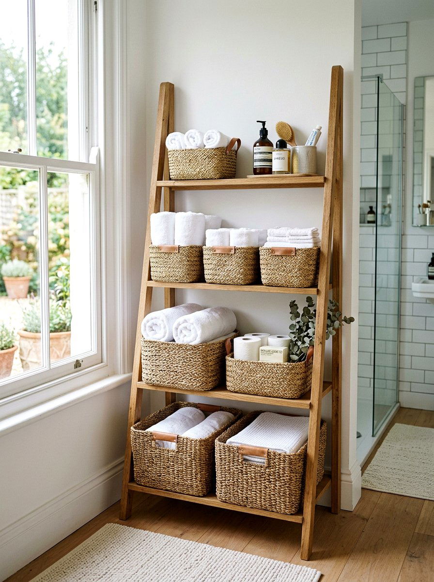 Woven basket storage - 25 Spring Lake House Decor Ideas