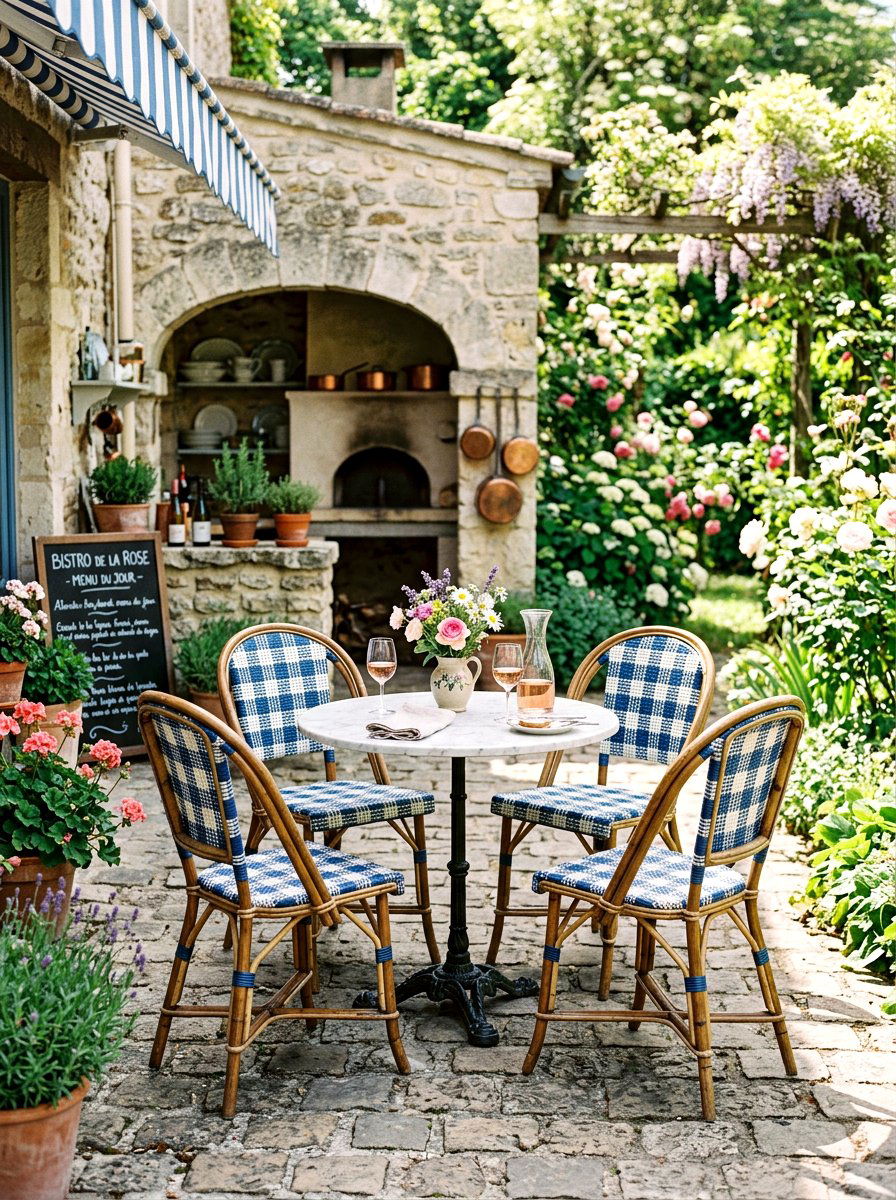 Woven bistro chair - 25 Spring Outdoor Kitchen Decor Ideas