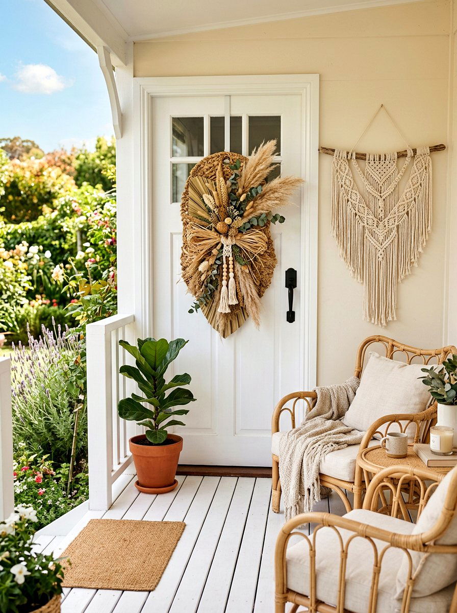 Woven grass door swag - 25 Spring Door Swag Ideas