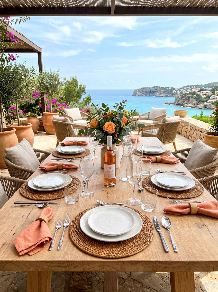 Woven placemats and chargers - 25 Spring Rehearsal Dinner Decor Ideas