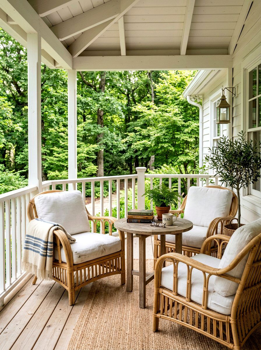 Woven rattan chairs - 25 Spring Back Porch Decor Ideas