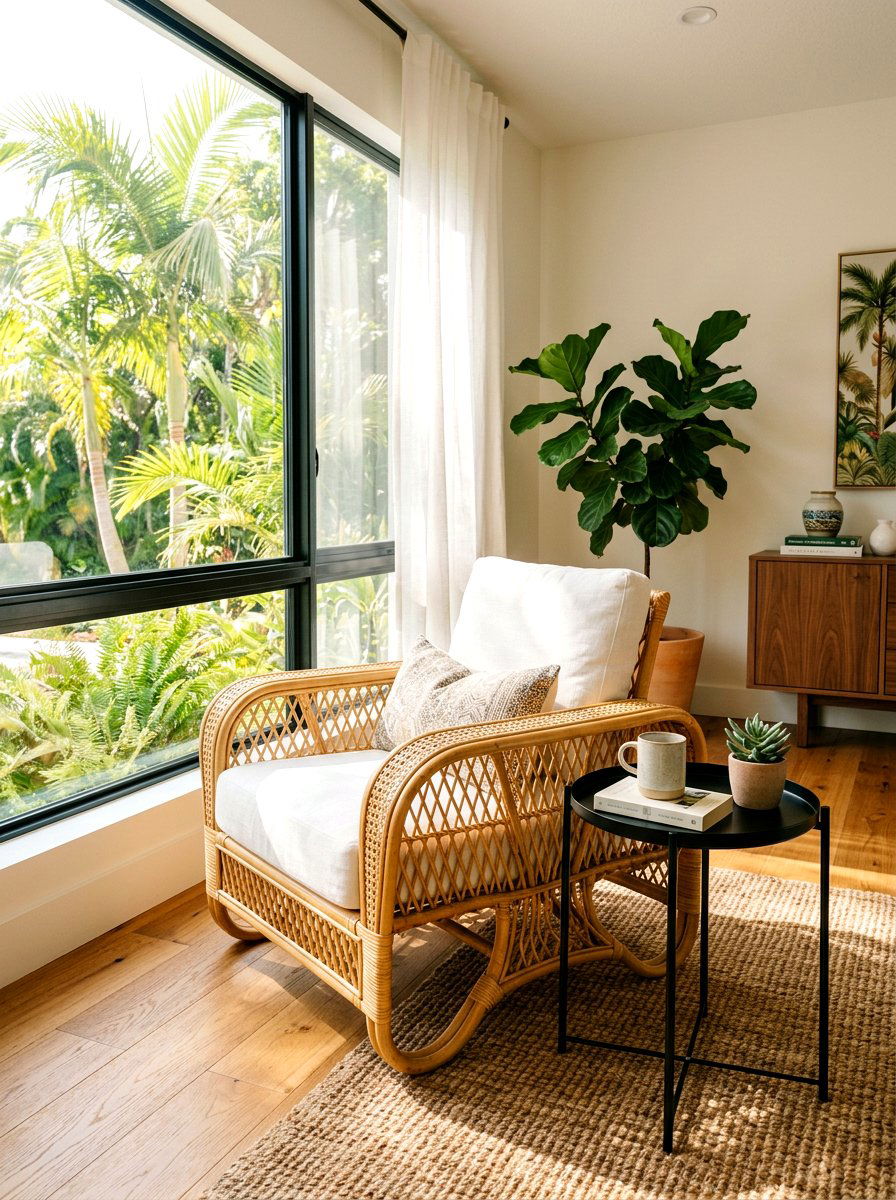 Woven rattan lounge chair - 25 Spring Organic Modern Decor Ideas