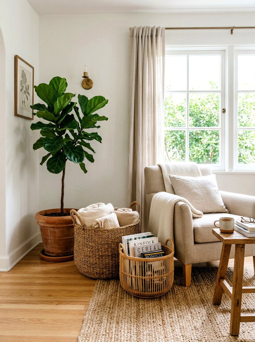 Woven storage baskets - 25 Spring Budget Decor Ideas