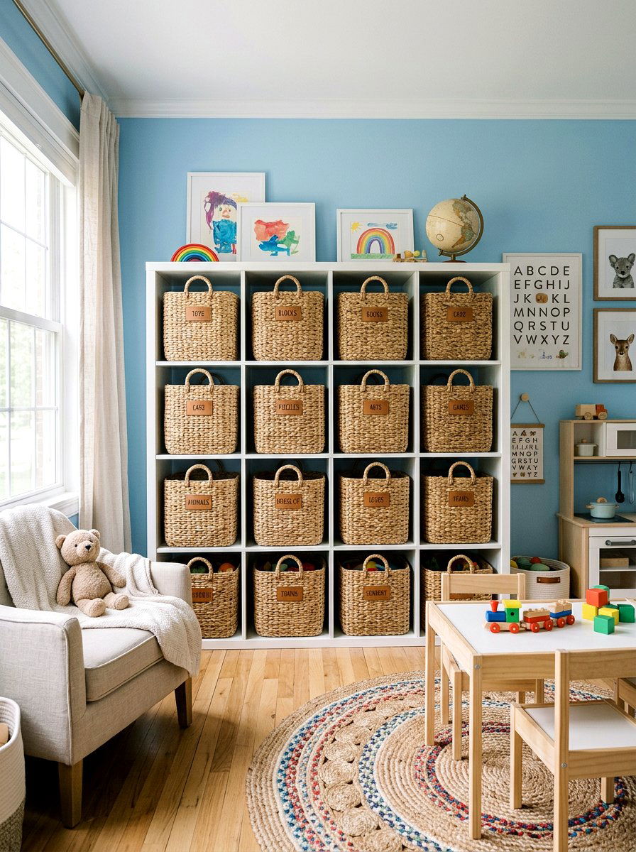 Woven storage bin - 25 Spring Weaving Decor Ideas