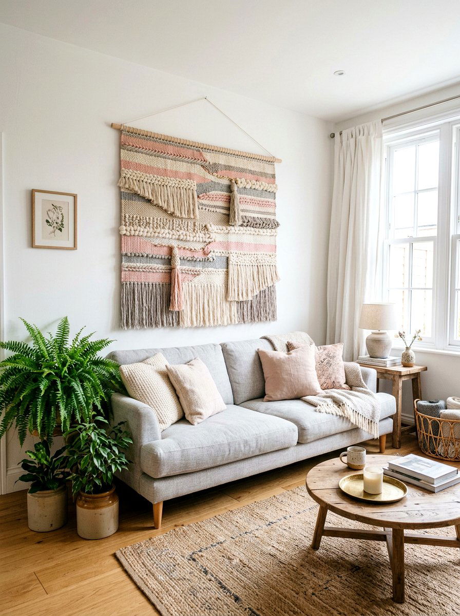 Woven wall hanging - 25 Spring Weaving Decor Ideas