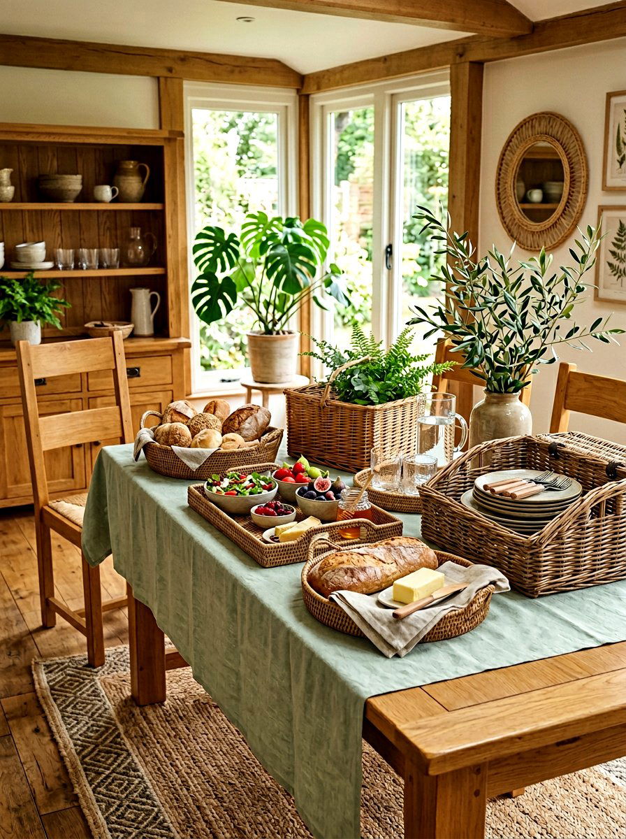 Woven wicker texture - 25 Spring Buffet Table Decor Ideas