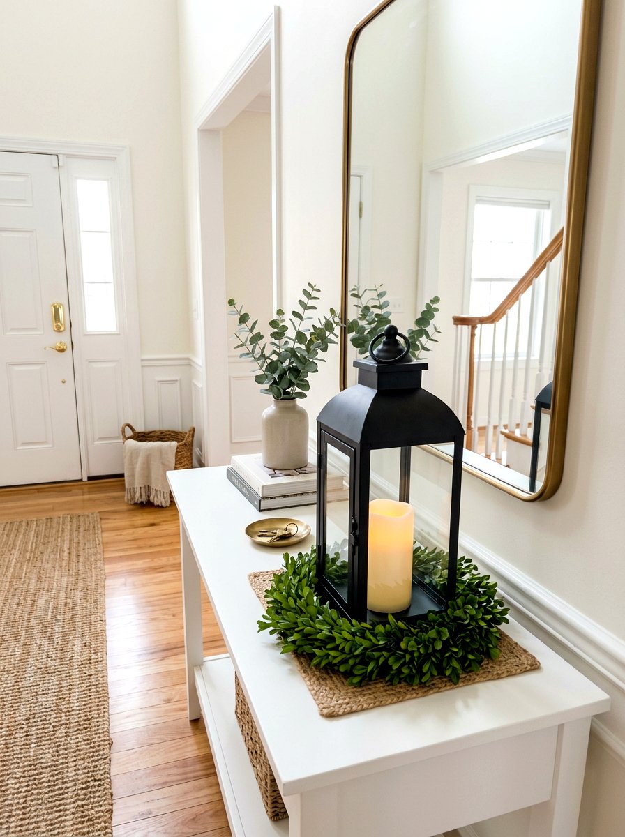 Wreath Entryway Lantern - 25 Spring Lantern Decor Ideas