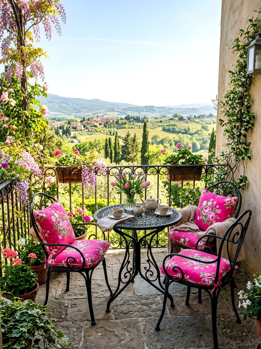 Wrought Iron Balcony Set - 25 Balcony Spring Decor Ideas