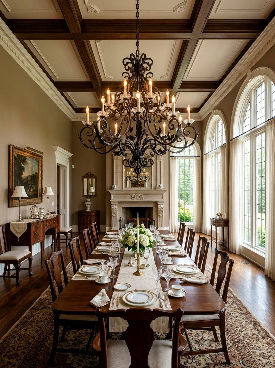 Wrought Iron Chandelier - 25 Spring Tuscan Decor Ideas