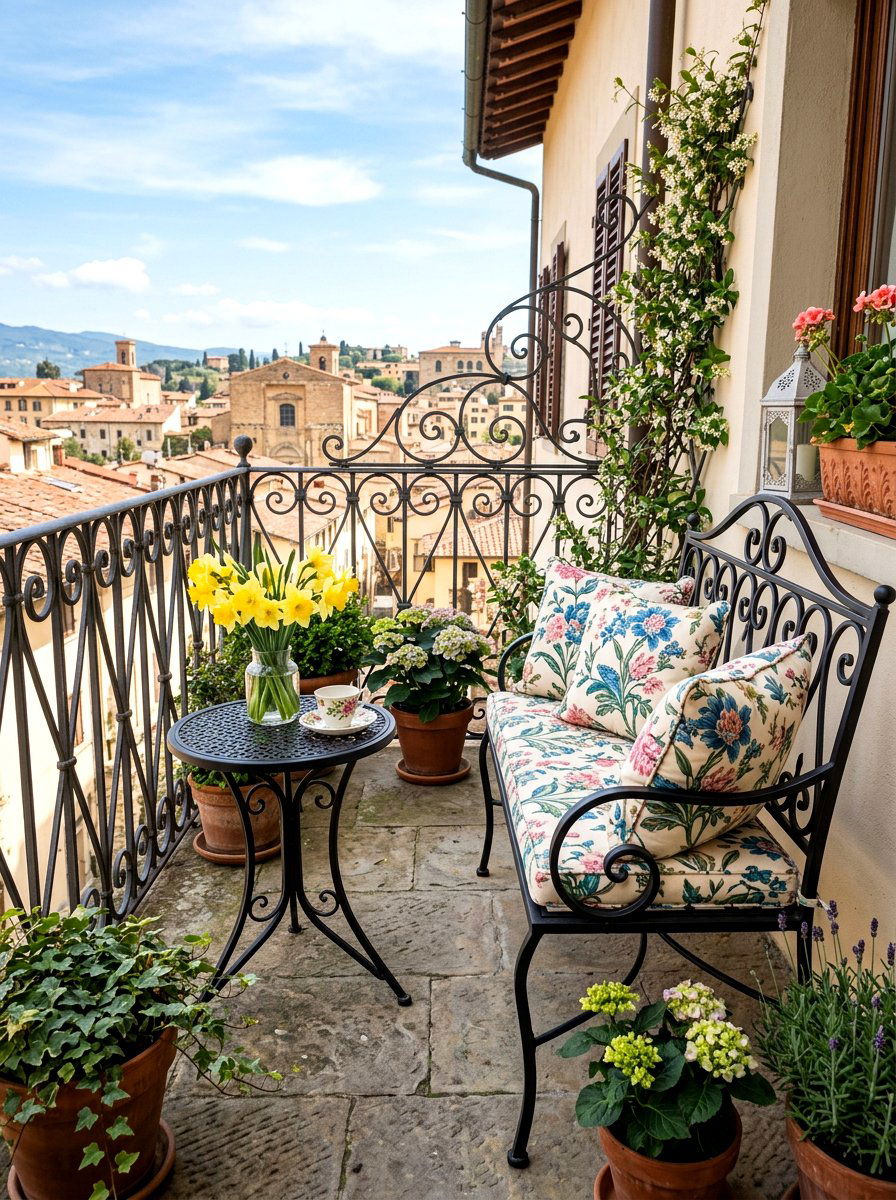Wrought Iron Furniture - 25 Spring Balcony Seating Decor Ideas