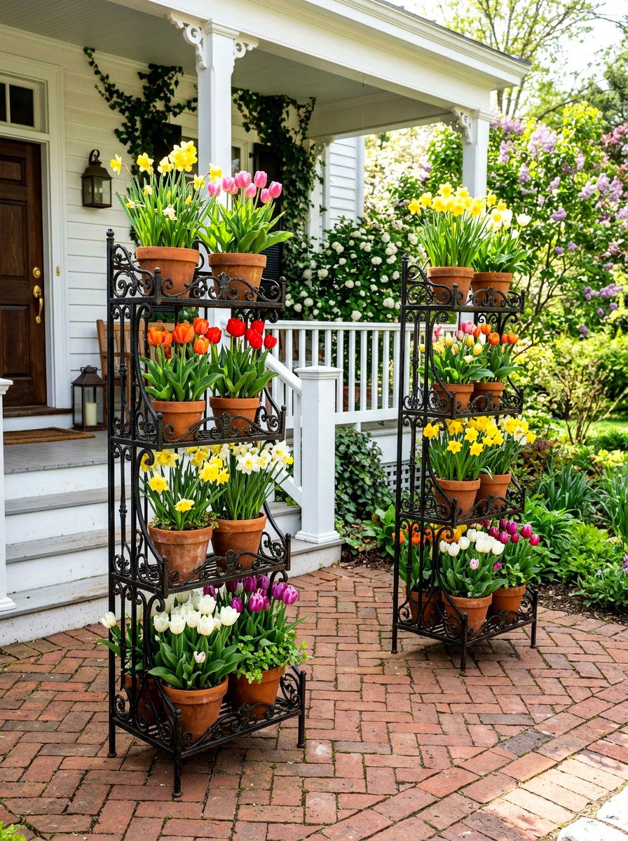 Wrought Iron Plant Stands - 25 Spring Metal Garden Decor Ideas