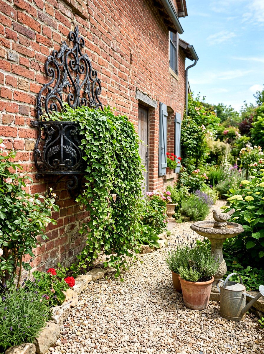 Wrought Iron Planter - 25 Spring Outdoor Wall Decor Ideas