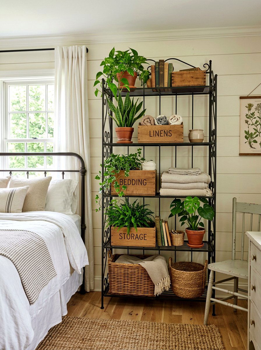 Wrought Iron Shelf - 25 Spring Bedroom Shelf Ideas